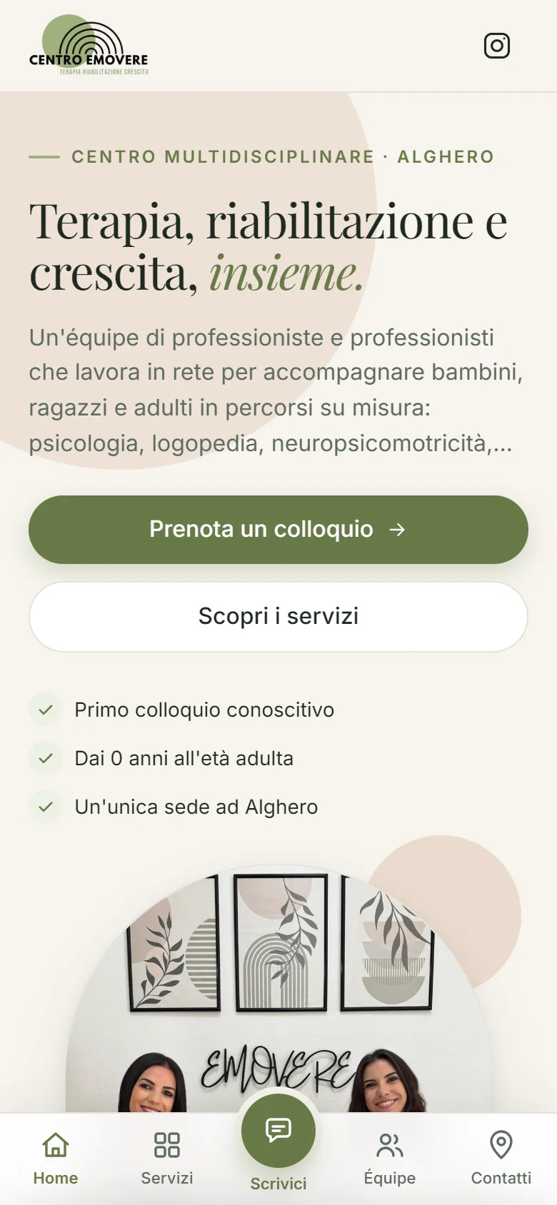 Il sito Centro Emovere su smartphone